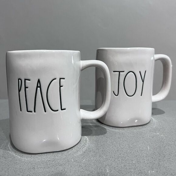 Rae Dunn Peace and Joy Mugs - Picture 1 of 5